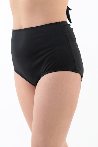Kadın Büyük Beden Yüksek Bel Likralı Kumaş Toparlayıcı Bikini Altı Siyah