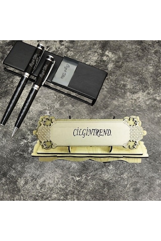 Kişiye Özel Masa Üstü İsimlik Ve Premium Roller Ve Tükenmez Kalem Seti 3478