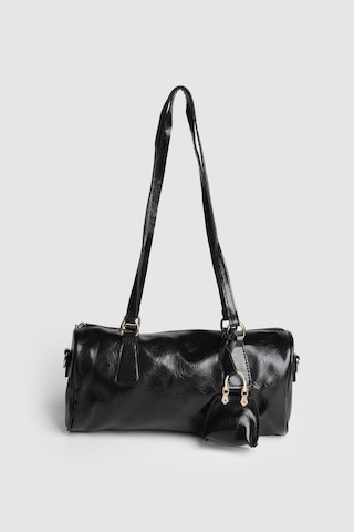 La'Graccio Paris Lagraccio Paris Kadın Carrie Vintage Charmlı Baget Çanta Kırışık Siyah Rugan
