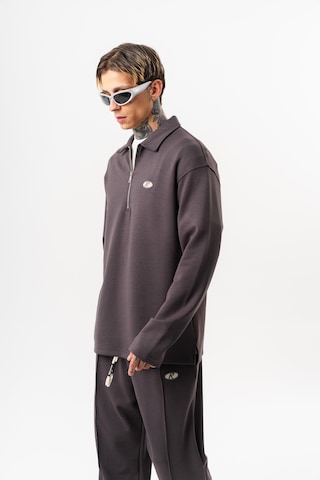 Respire Erkek Yarım Fermuarlı Modal Sweatshirt Füme