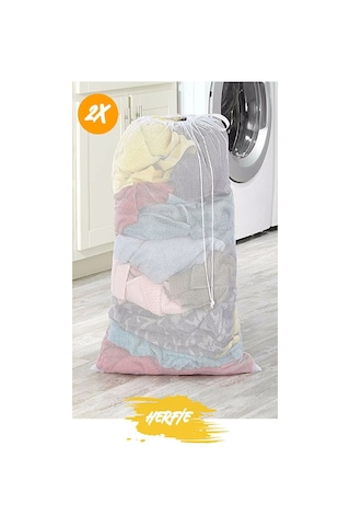 2'li Fermuarlı Yıkama Torbası 60x80 Battaniye Tül Nevresim Makine Koruma Ağı Beyaz