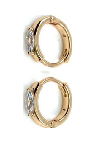 Premium Rose Gold Kararmaz Küçük Oval Taşlı Halka Küpe Gold