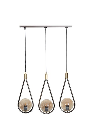 Luzarana Siena 3 Lü Sarı-Eskitme Metal Gövde Bal Rengi Camlı Tasarım... Çok Renkli