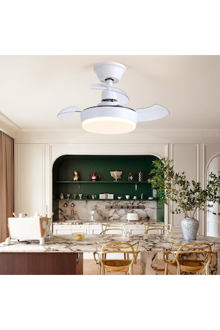 60 Cm Işıklı Deckenventilator, Uzaktan Kumandalı, 3 Kanatlı, Beyaz
