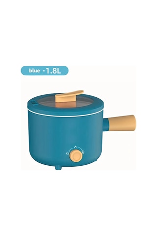 Honeybeeshop Mavi Taşınabilir Elektrikli Yapışmaz Tencere Kapaklı Hafif Kullanışlı Çok Fonksiyonlu Pişirme Tenceresi