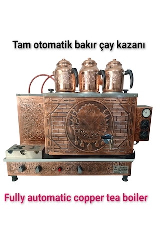3 Gözlü Bakır Çay Kazanı Osmanlı Model Tüplü Çay Ocağı Otomatik