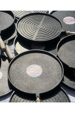 Çift Taraflı Granit Döküm Bazlama Gözleme Izgara Tava Sapı Çıkabilir Fırında Izgara Börek Tepsisi