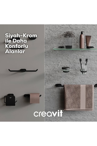 Creavit PL18808-S Planet 2li WC Kağıtlığı Kapaksız Mat Siyah