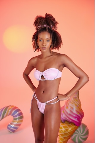 Holly Lolly Özel Yapım Parlak Kumaşlı Premium Mia Bikini Altı Pembe