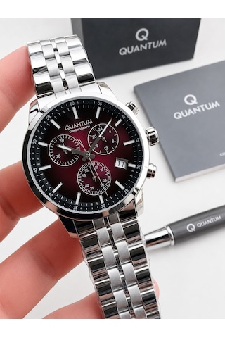 Quantum Sapphire Cam İtalyan Bileklikli 10 Atm Suya Dayanıklı 2 Yıl Garantili Erkek Kol Saati 1008km Gümüş