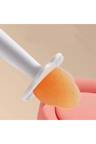 Konesam Bebekler İçin Yumuşak Diş Kaşıyıcı - Çilek Şeklinde Masajlı Silikon Dişlik Seti 2'li