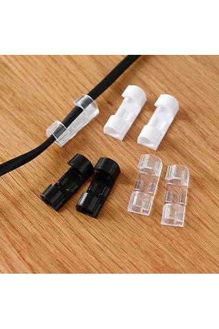 Yapışkanlı Mini 20lı Klips Usb Pc Adaptör Kablo Tutucu Aparat Şeffaf Standart