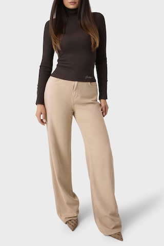 Guess Ls Tn Ellie Slim Fit Balıkçı Yaka Fitilli Kazak W6br29z1417 Kadın Kazak W6br29 Z1417 G1ea Kahve