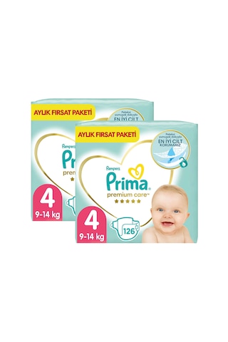 Prima Bebek Bezi Premium Care 4 Beden 2 Aylık Fırsat Paketi 252 Adet 2'li