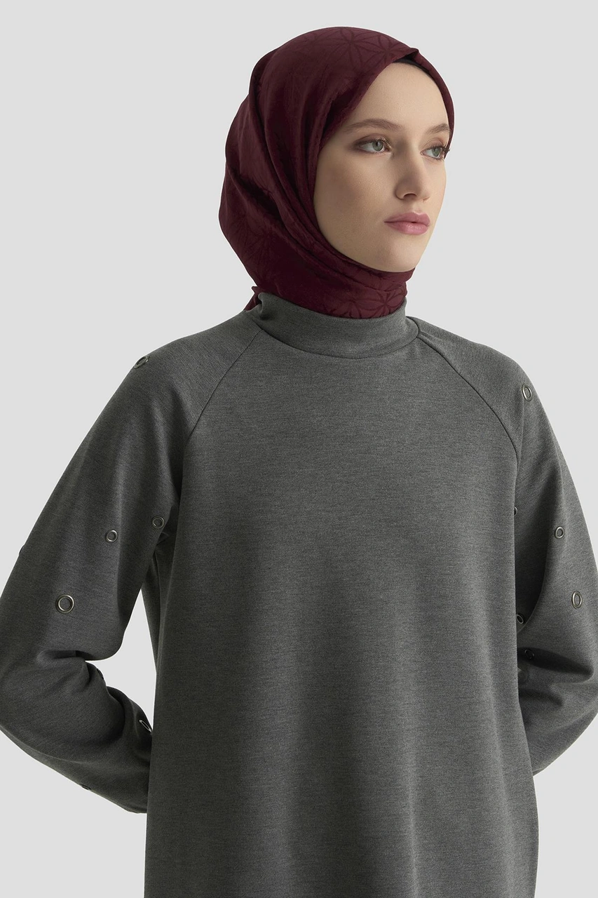 Armine Trend Kolları Kuşgözü Detaylı Tunik Gri 25kt431 Gri