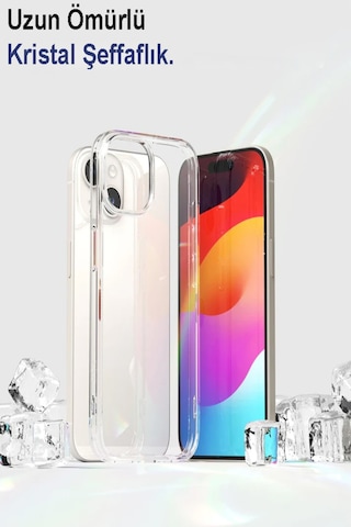 Apple Uyumlu iPhone 15 Kapak Kristal Clear Case Sert Şeffaf Mika Kılıf