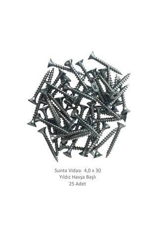 Sunta Vidası, 4,0 X 30 Mm, 25 Adet, Yhb Vida 4 x 30