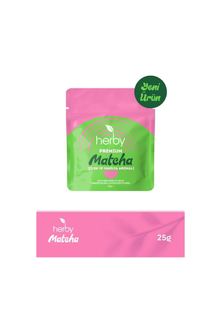 Herby Premium Matcha Çilek ve Vanilya Aromalı 25 G