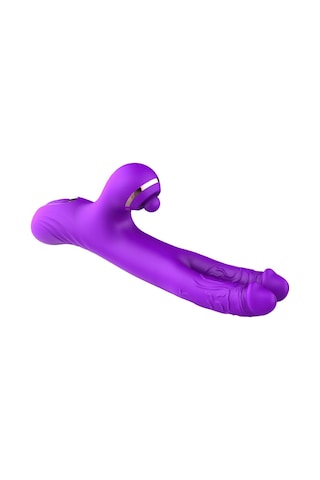 Carmine G-bölgesi Ve Klitoral Titreşimli Çift Başlı Dildo Vibratör Mor