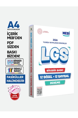 LGS 8.Sınıf MEBi ONLİNE 1.2.3.4.5.6.7.8.9.10.11.12. Deneme Türkiye Geneli Paket PDF BASKI ÜCRETİ
