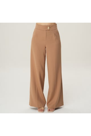 Deryam Tekstil Geniş Paça Kadın Pantolon Kahverengi