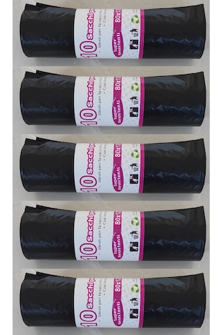 Siyah Çöp Poşeti 80x120 Cm 10'lu Rulo, 5 Rulo 50 Adet