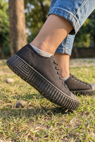 In Step Unisex Çocuk Siyah Lifestyle Günlük Ayakkabı - Dayanıklı Tırtıklı Kalın Taban