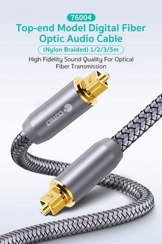 1 Metre 24k Altın Uçlu Naylon Örgülü Fiber Optik Ses Kablosu Tv, Soundbar Ve Amfi İçin