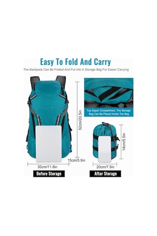 Didadodo Hafif Katlanabilir Su Geçirmez Sırt Çantası - Yürüyüş, Seyahat Ve Kamp İçin Pratik Mavi Renkli Mavi