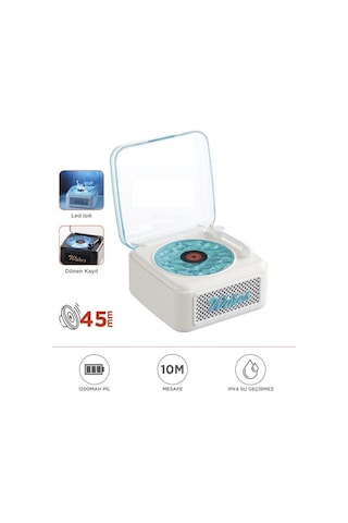 Nostalji Plak Görünüm Mini Dekor Waves Bt Işıklı Müzik Çalar Saat Tf Kart Aux Özellikli