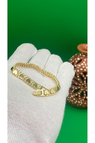Xuping Altın Renk 14 Ayar Kalpli Model Kadın Bileklik Gold