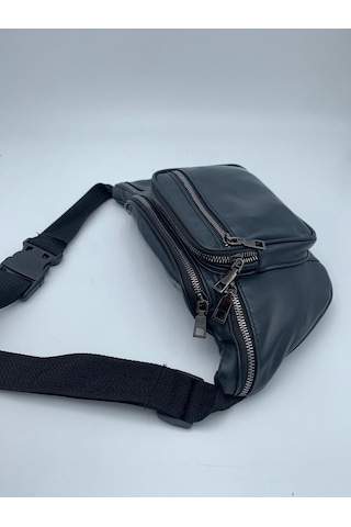 Nahitatyana Unisex Lacivert Cepli Hakiki Deri Freebag Bel Çantas Lacivert