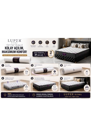 Luper Çift Kişilik Roma Couple Wick Full Ortopedik Delu x e Yaylı Yatak 90 x 190