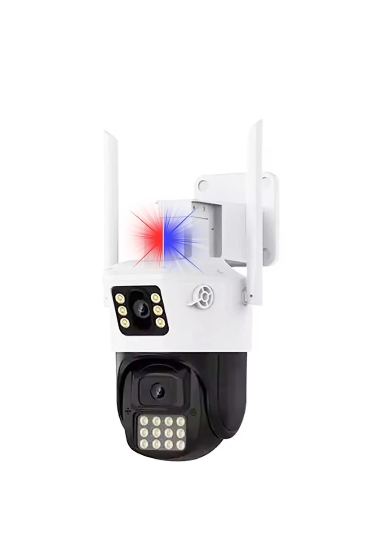 8 Megapixel Ulta Hd Kablosuz Wifi İp Çift Kameralı Dış Mekan Alarmlı İkaz Lambalı Güvenlik Kamerası