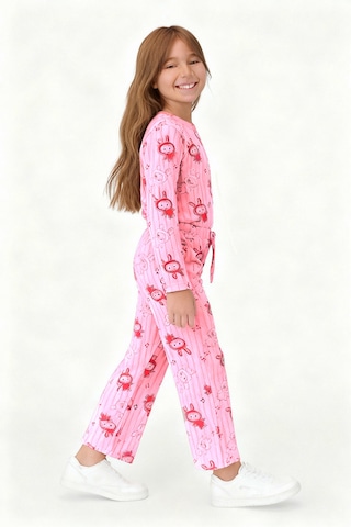 Kız Çocuk Pijama Altı Beli Lastikli Tavşan Baskılı Pembe