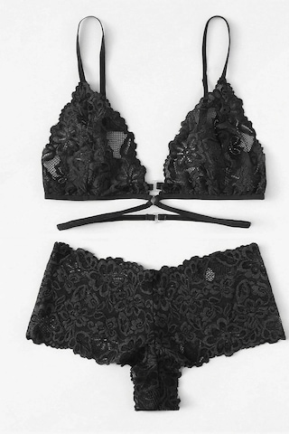 Kadın Siyah Özel Şık Sütyen Külot Takımı Siyah