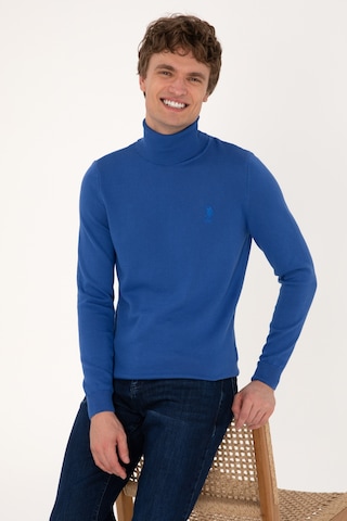 U.S. Polo Assn. Erkek Slim Fit Boğazlı Yaka Saks Basic Kazak 50288884-VR045