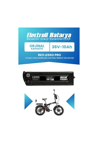 Rks Lesso Pro Uyumlu Batarya Standart Kapasite 36v 10ah Güçlendirilmiş Elektrikli Bisiklet Bataryası Siyah