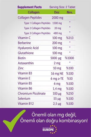 Hidrolize Kolajen Tablet 60'lı Biotin Ve Selenyum İçeren Takviye Edici Gıda