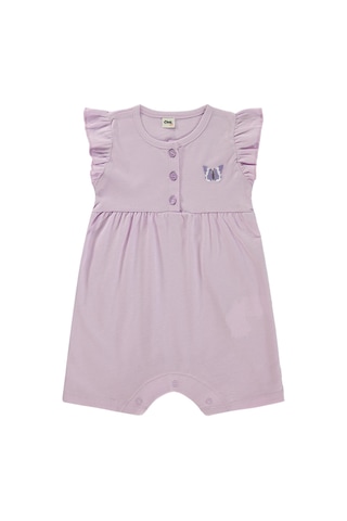 Civil Baby Kelebek Baskılı Kolu Büzgülü 6-18 Ay Tulum - Lila