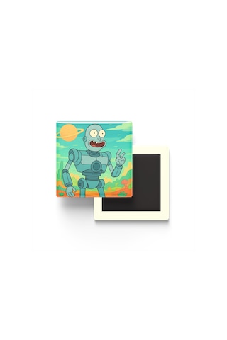 The Iron Giant - 9x9 Cm Baskılı Kare Buzdolap Magneti