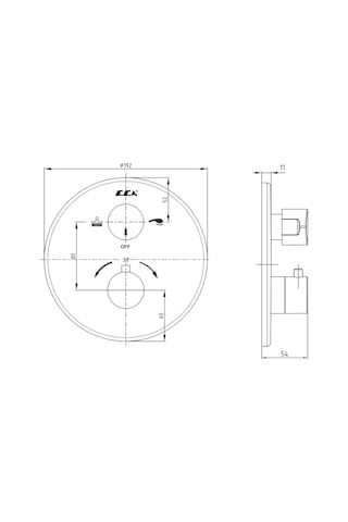 Eca Termostatik Ankastre Banyo Bataryası Sıva Üstü 2 Yollu 102167215-Yde Krom