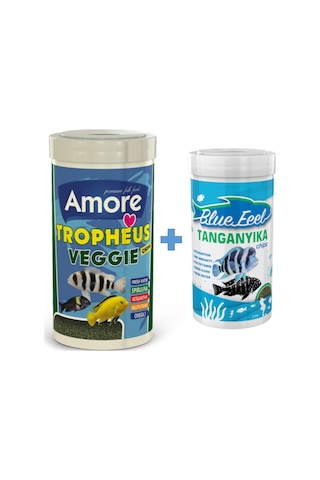 Tropheus Veggie 1000ml + BlueFeel Tanganyika Chips 250ml Kutu