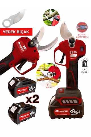 Schmıtzer 2 Li-budama-k Pro Set 21v Çelik Şanzuman 2 Pala Ve Zincir Şarjlı Dal Ağaç Kesme Bağ Budama Makas Testere