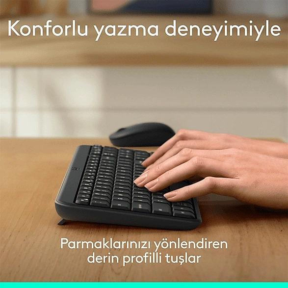 Logitech MK250 Kablosuz Bluetooth Kablosuz Klavye ve Mouse Seti Siyah