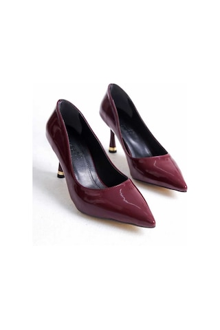 V.s.h Velvet Kadın Stiletto Rugan Arkası Kapalı Şık Kadın Stiletto-2191 Bordo