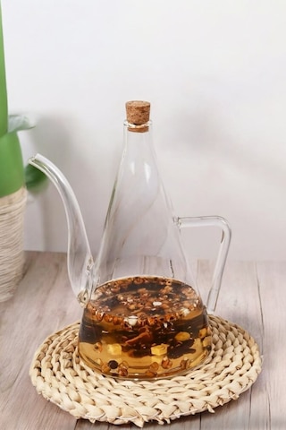 Morponi Borosilikat Cam Yağdanlık Yağlık Glazzy 500 Ml 1 Adet Standsız Şeffaf