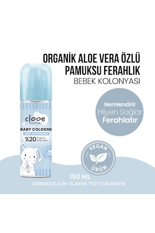 Hassas Ciltlere Özel Organik Aloe Vera Özlü Taze Pamuk Kokulu Soft Cotton Feel Bebek Kolonyası 150 Ml