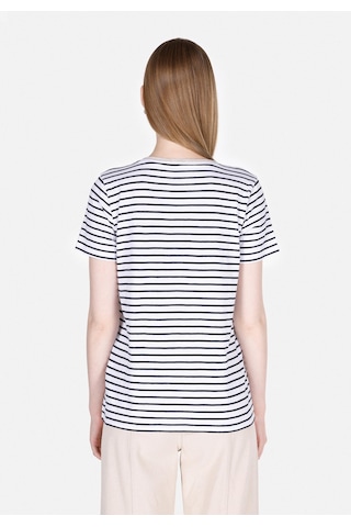 Colins Regular Fit V Yaka Çizgili Kadın Lacivert Kısa Kol Tişört Cl1073551 Q1.v2 Nav Lacivert