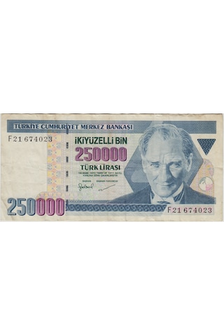 7. Emisyon 3. Tertip 250.000 Lira F21 Çok Temiz -